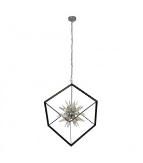 Suspension Stellar Verre,acier doux Chrome,noir,Transparent 6 ampoules 74cm