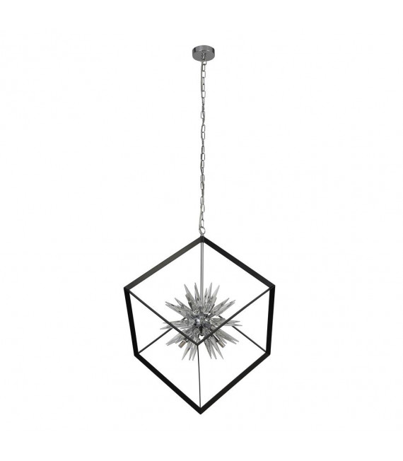 Suspension Stellar Verre,acier doux Chrome,noir,Transparent 6 ampoules 74cm