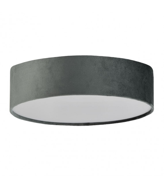 Plafonnier Drum Plastique,velours,acier doux blanc,gris,gel 2 ampoules cm