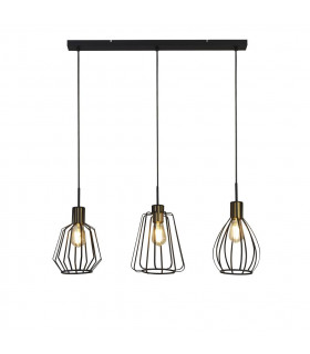Suspension Melbourne 3 ampoules Acier doux Laiton antique,Noir sablé