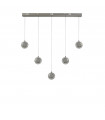 Quartz 5 bulb pendant Glass, stainless steel, mild steel Chrome, Clear