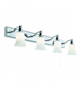 Applique pour miroir salle de bains Belvue Verre opal Chrome 4 ampoules 13cm
