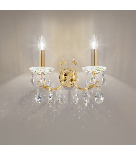 Applique murale Victoria 24 carats d'or 2 ampoules 20cm