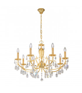 Chandelier sans abats jours Victoria 24 carats d'or 8 ampoules 55cm
