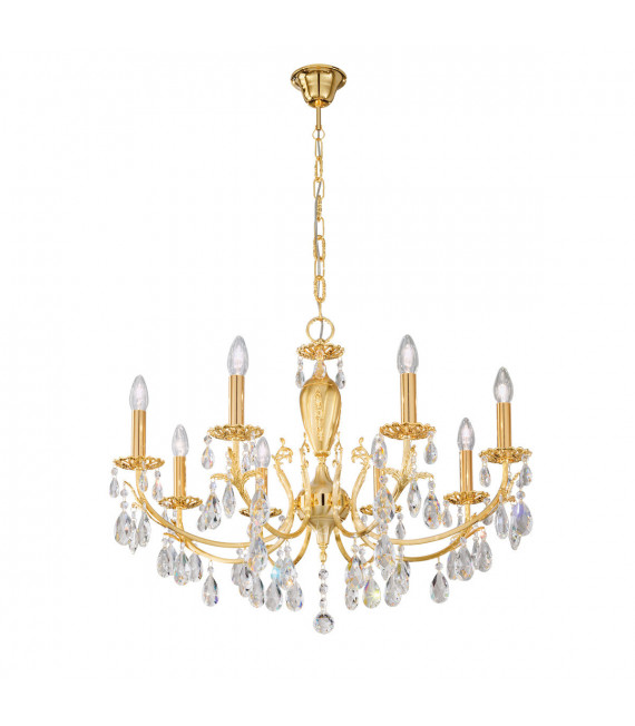 Candelabro Victoria oro 24 kilates sin pantallas 8 bombillas 55cm