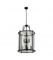 Lantern pendant light Lantern Glass, mild steel Black, Clear 8 bulbs 75cm