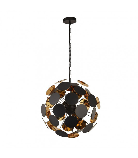 Black Plastic Discus Pendant 4 bulbs 47cm