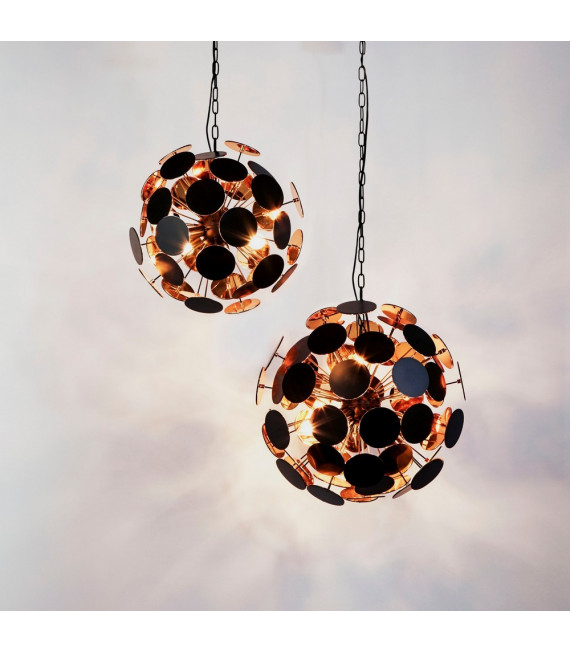 Suspension Discus Plastique Noir 4 ampoules 47cm