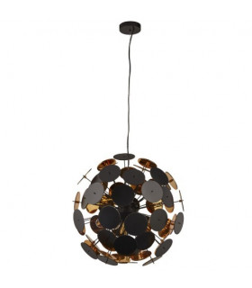 Diskus-Anhänger aus schwarzem Kunststoff, 6 Glühbirnen, 54 cm