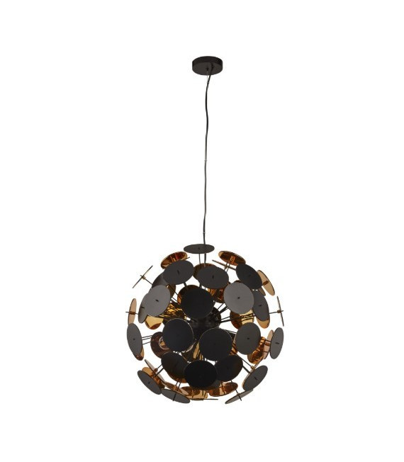 Colgante Disco Plástico Negro 6 bombillas 54cm