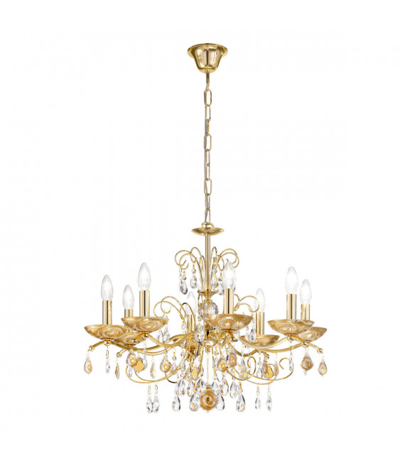 Kronleuchter ohne Lampenschirme Carmen 24 Karat Gold 8 Glühbirnen 52cm