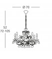 Chandelier without lampshades Carmen 24 carats gold 8 bulbs 52cm
