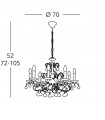 Chandelier without lampshades Carmen 24 carats gold 8 bulbs 52cm