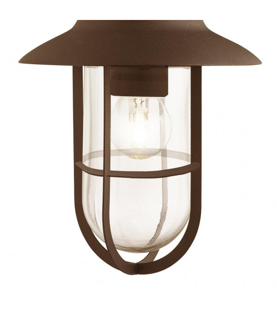 Lanterne de jardin Toronto Verre,acier inoxydable Transparent,brun rouille 1 ampoule 31cm