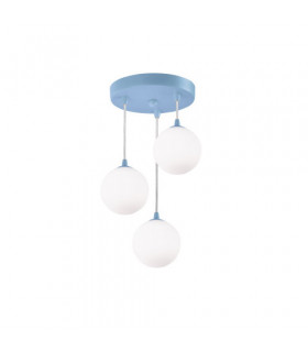 Kids pendant light White glass 3 bulbs 35cm