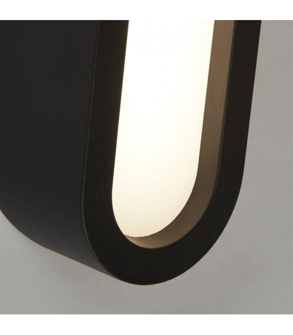 Lámpara de pared moderna Dover Plástico, fundición de aluminio negro, blanco ópalo