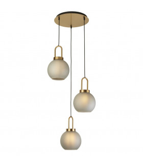 Lámpara colgante Snowdrop de 3 luces Vidrio, acero dulce Latón, vidrio grabado al ácido