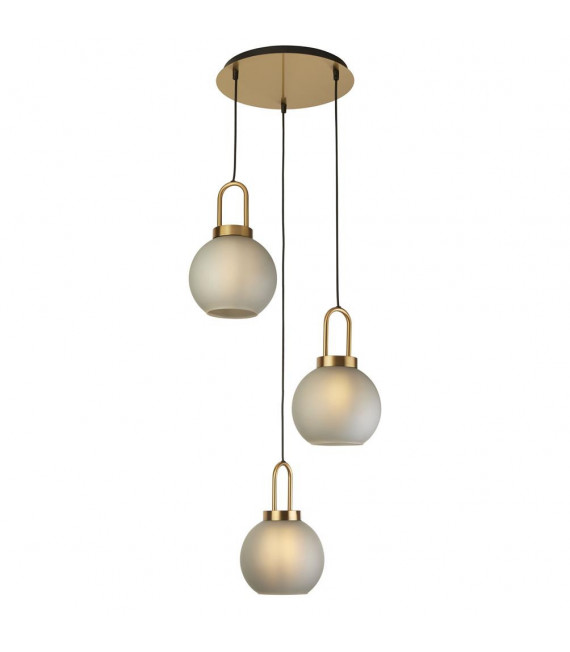 Lámpara colgante Snowdrop de 3 luces Vidrio, acero dulce Latón, vidrio grabado al ácido
