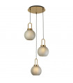 Suspension Snowdrop 3 ampoules Verre,acier doux Laiton,verre acide