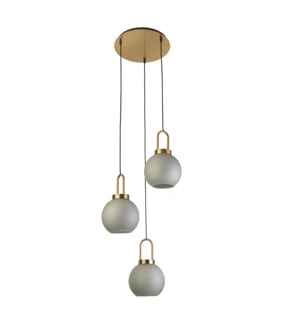 Lámpara colgante Snowdrop de 3 luces Vidrio, acero dulce Latón, vidrio grabado al ácido