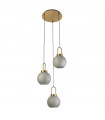 3-bulb Snowdrop pendant Glass, mild steel Brass, acid-etched glass