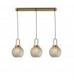 Suspension Snowdrop Verre,acier doux Laiton,verre acide 3 ampoules 30cm