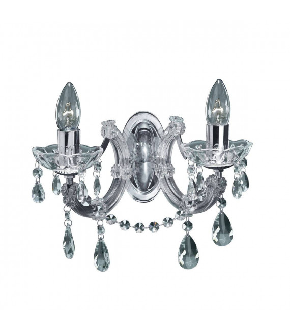 Wall light Marie Therese Chrome glass crystal 2 bulbs 20cm