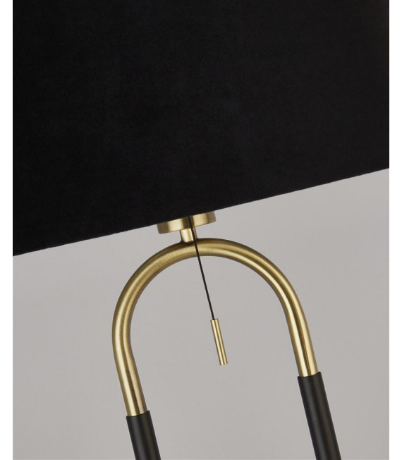 Lampe de table Jazz Plastique,velours,acier doux Noir,laiton satiné,Noir 1 ampoule 47cm