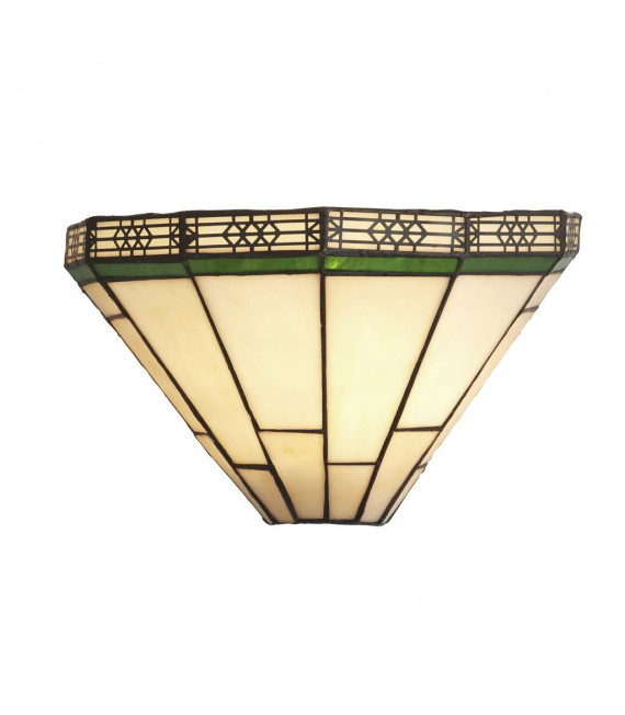 Applique New York 1 lampadina Vetro tiffany, acciaio Nero, verde, Perlato