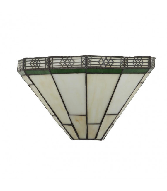 Wall light New York 1 bulb Tiffany glass, steel Black, green, Pearly