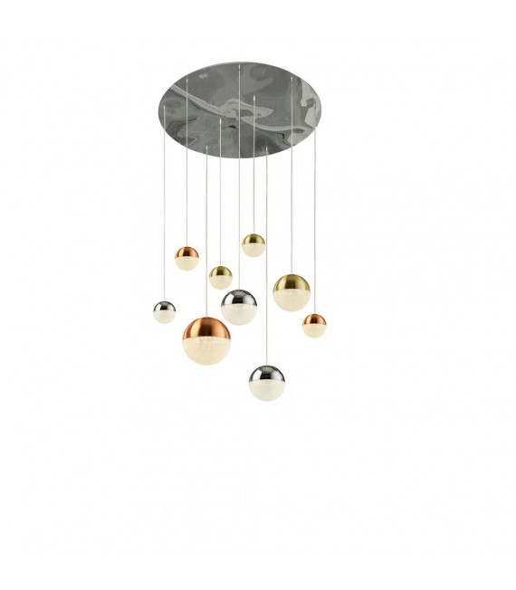 Colgante planetas Acero dulce Cromo 9 bombillas 153cm