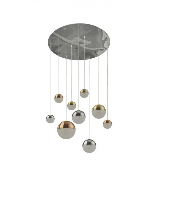 Ciondolo pianeti Acciaio dolce Cromo 9 lampadine 153cm