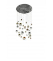 Pendant Planets 27 bulbs Acrylic, mild steel Chrome, satin brass, copper, Transparent