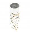 Suspension Planets 55 ampoules Verre,acrylique,acier doux Chrome,laiton satiné,cuivre,Transparent