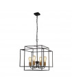 Crate pendant light Mild steel Matte black 4 bulbs 86cm