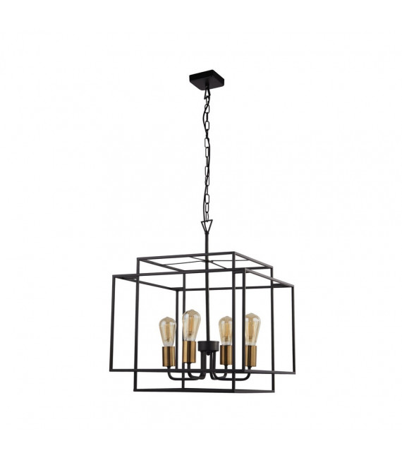 Lámpara colgante Crate Acero dulce Negro mate 4 bombillas 86cm