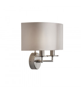 Knightsbridge 2-Light 26cm Mild Steel Satin Silver Lamp with Shade