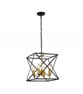 Colgante Hexa Acero dulce Negro 4 bombillas 34,5cm