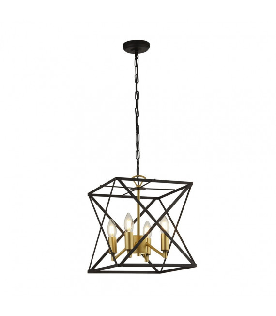 Ciondolo Hexa Acciaio dolce Nero 4 lampadine 34,5 cm