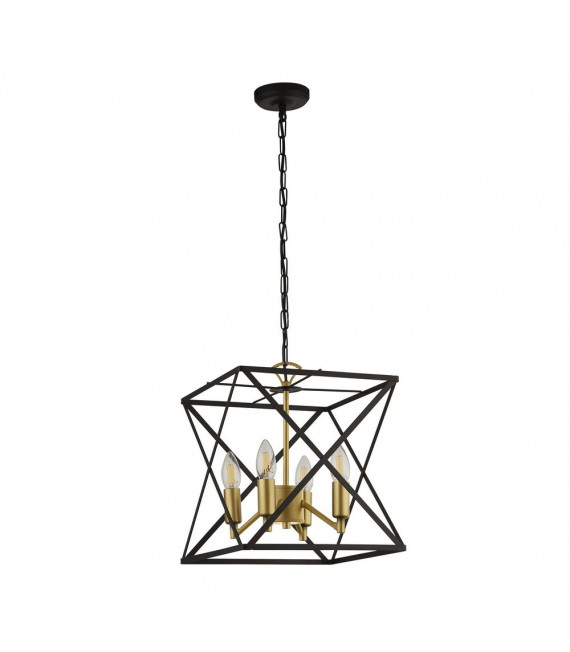 Hexa pendant Mild steel Black 4 bulbs 34.5cm