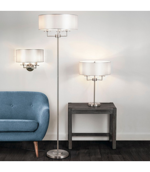 Knightsbridge floor lamp Mild steel Satin silver 3 bulbs 156cm