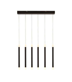 Lámpara de techo LED integrada Wands Acrílico, acero dulce Negro mate, esmerilado 6 bombillas 43cm