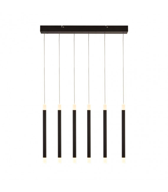 Plafoniera a LED integrata con bacchette Acrilico, acciaio dolce Nero opaco, satinato 6 lampadine 43 cm