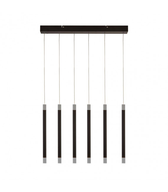 Wands integrierte LED-Deckenleuchte Acryl, Baustahl Mattschwarz, gefrostet 6 Glühbirnen 43cm