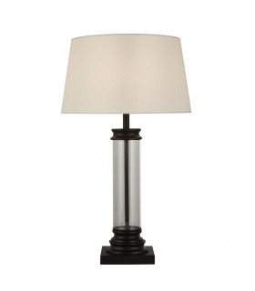 Pedestal table lamp Glass, plastic, fabric, mild steel white, black, Transparent 1 bulb 49.5cm