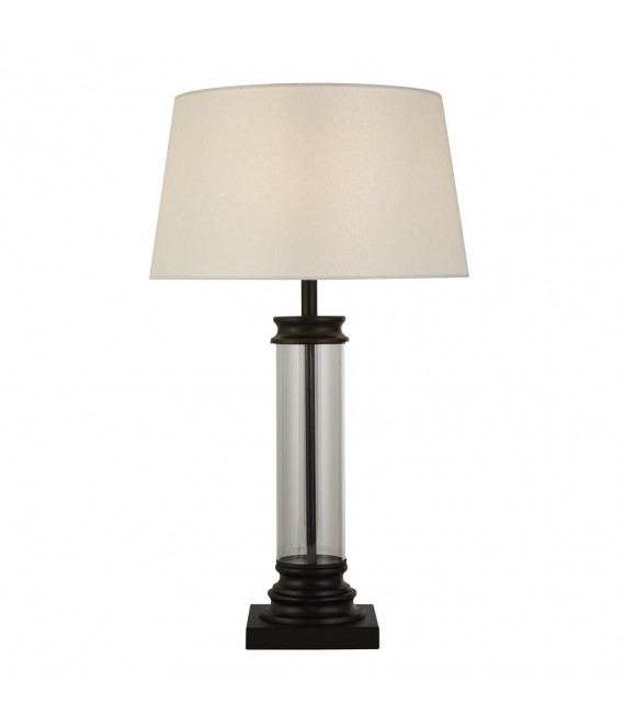 Lampada da tavolo con piedistallo Vetro, plastica, tessuto, acciaio dolce bianco, nero, trasparente 1 lampadina 49,5 cm