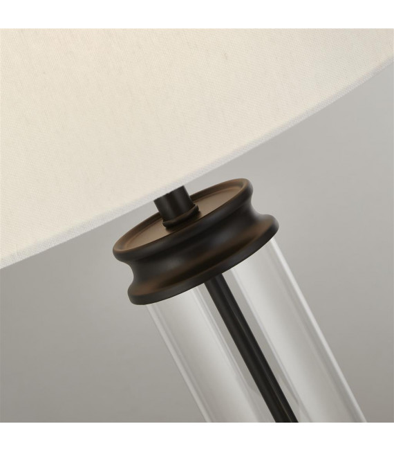 Lámpara de mesa de pedestal Vidrio, plástico, tela, acero dulce blanco, negro, transparente 1 bombilla 49,5 cm