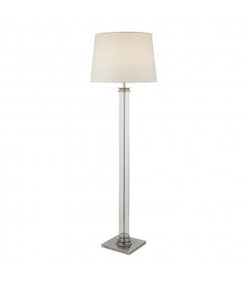 Sockel-Stehlampe Glas, Kunststoff, Stoff, Baustahl Satinsilber, Creme, Klar 1 Glühbirne 156cm