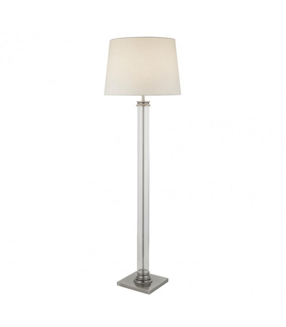 Lampadaire Pedestal Verre,plastique,tissu,acier doux Argent satiné,crème,Transparent 1 ampoule 156cm