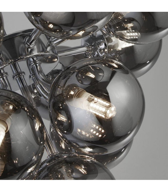 Berry 13-light ceiling light Glass, mild steel Chrome, smoked